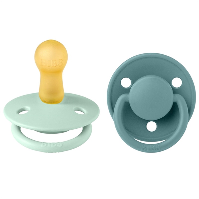 Bibs De Lux Latex Pacifiers 2-pak Round Mint\/Island Sea