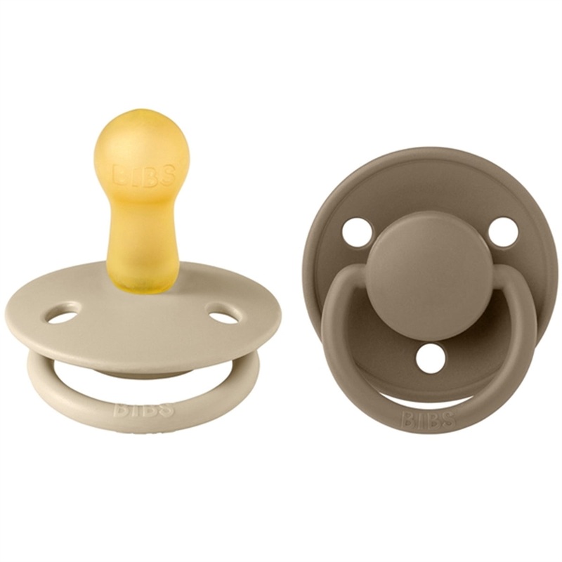 Bibs De Lux Latex Pacifiers 2-pak Round Vanilla\/Dark Oat