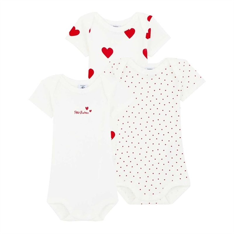 Petit Bateau Bodystocking ML 2-pack White\/Red Hearts