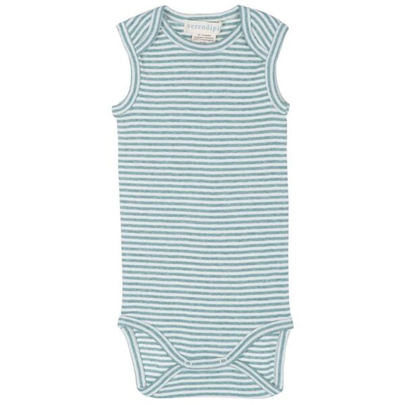 Serendipity Lake\/Offwhite Baby Tank Rib Stripe