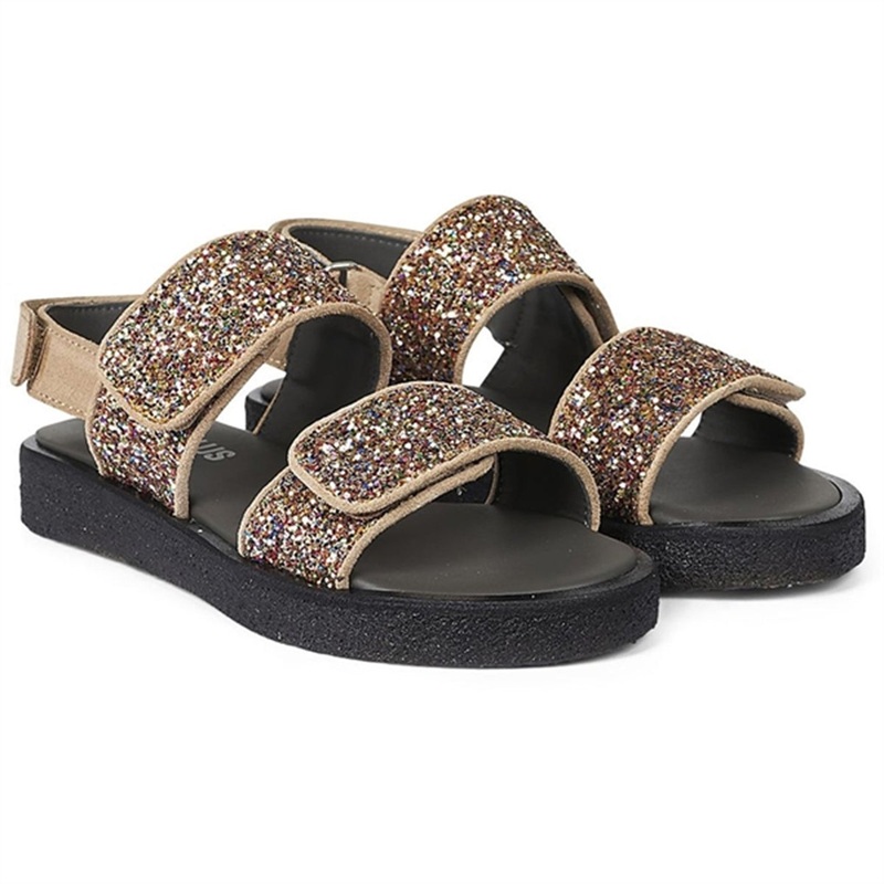 Angulus Glitter Sandal W. Velcro Sand\/Multi Glitter