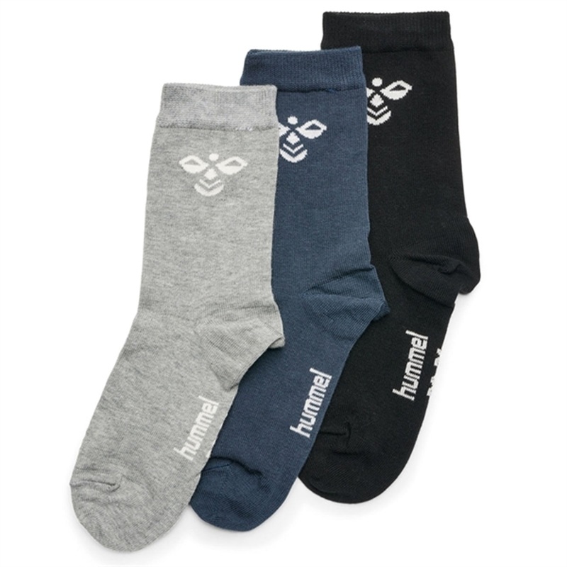 Hummel Black\/Grey Melange\/Blue Nights Sutton Socks 3-Pack