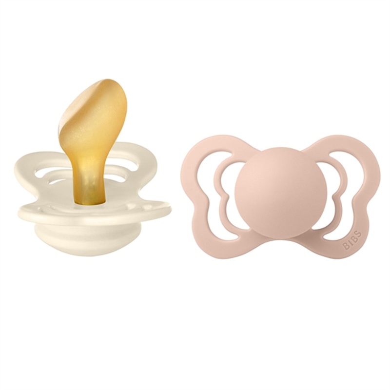 Bibs Couture Latex Pacifiers 2-pak Anatomical Ivory\/Blush