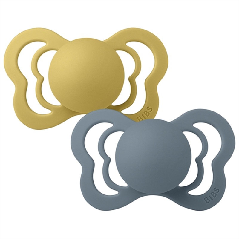 Bibs Couture Latex Pacifiers 2-pak Anatomical Mustard\/Petrol