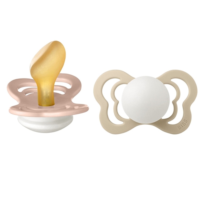 Bibs Couture Latex Pacifiers Glow 2-pak Anatomical Blush\/Vanilla