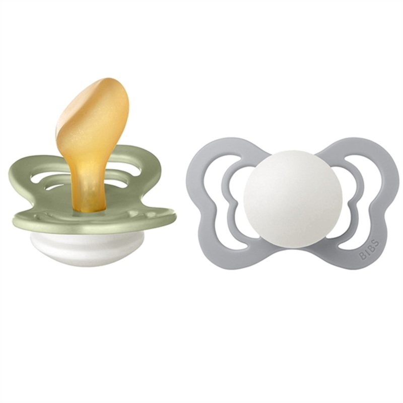 Bibs Couture Latex Pacifiers Glow 2-pak Anatomical Sage\/Cloud