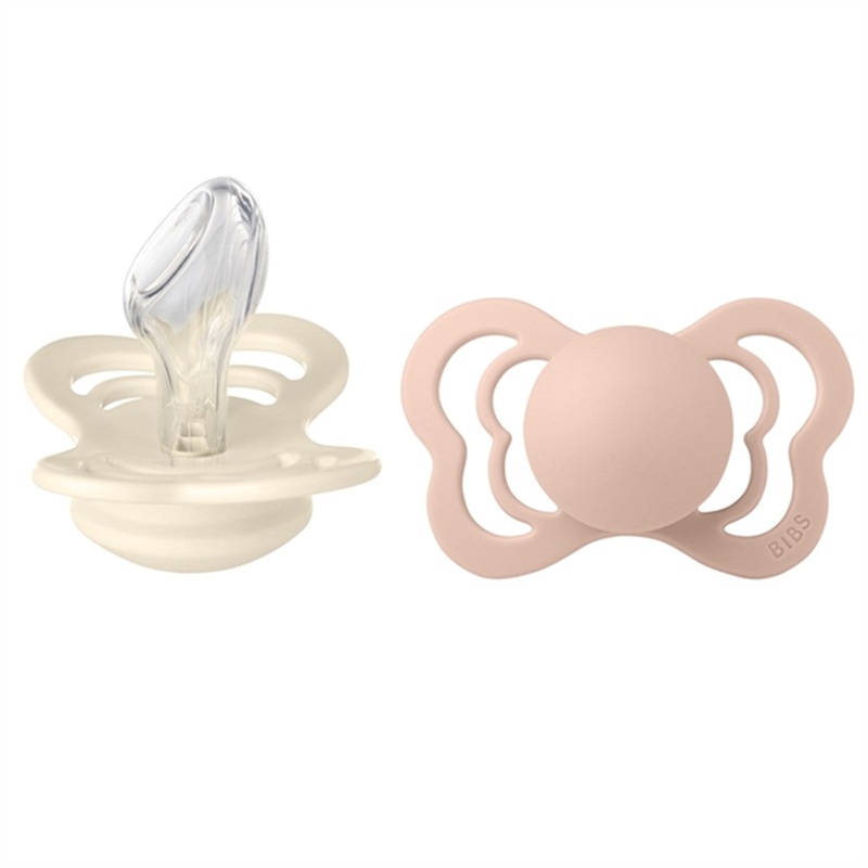 Bibs Couture Silicone Pacifiers 2-pak Anatomical Ivory\/Blush