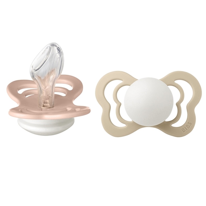 Bibs Couture Silicone Pacifiers Glow 2-pak Anatomical Blush\/Vanilla