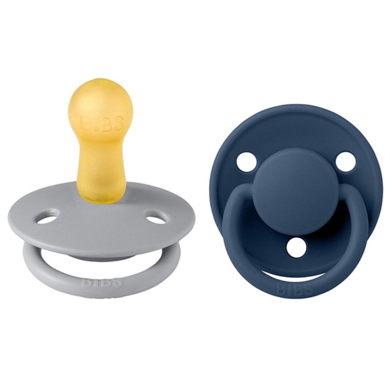 Bibs De Lux Latex Pacifiers 2-pak Round Cloud\/Steel Blue