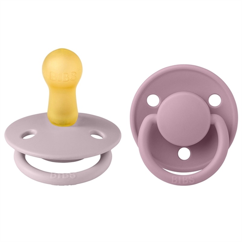 Bibs De Lux Latex Pacifiers 2-pak Round Dusky Lilac\/Heather
