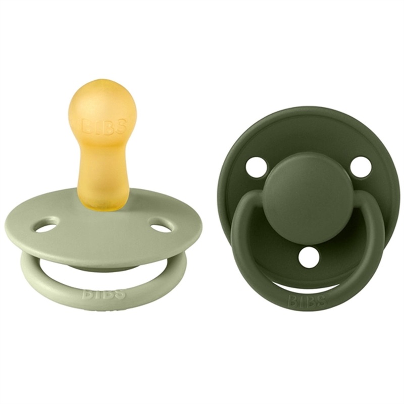 Bibs De Lux Latex Pacifiers 2-pak Round Sage\/Hunter Green