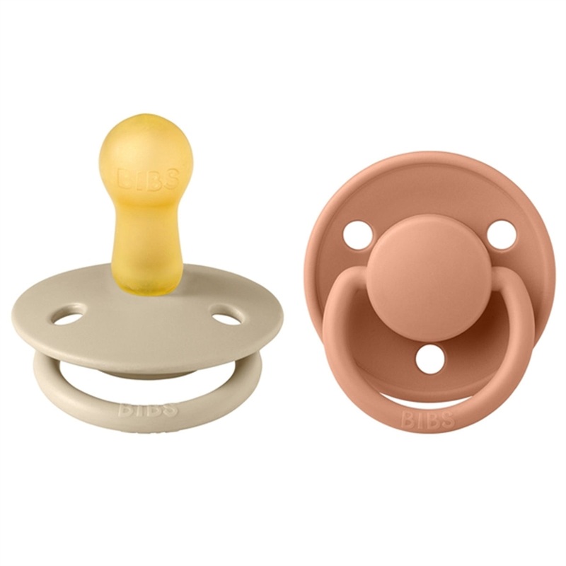 Bibs De Lux Latex Pacifiers 2-pak Round Vanilla\/Peach