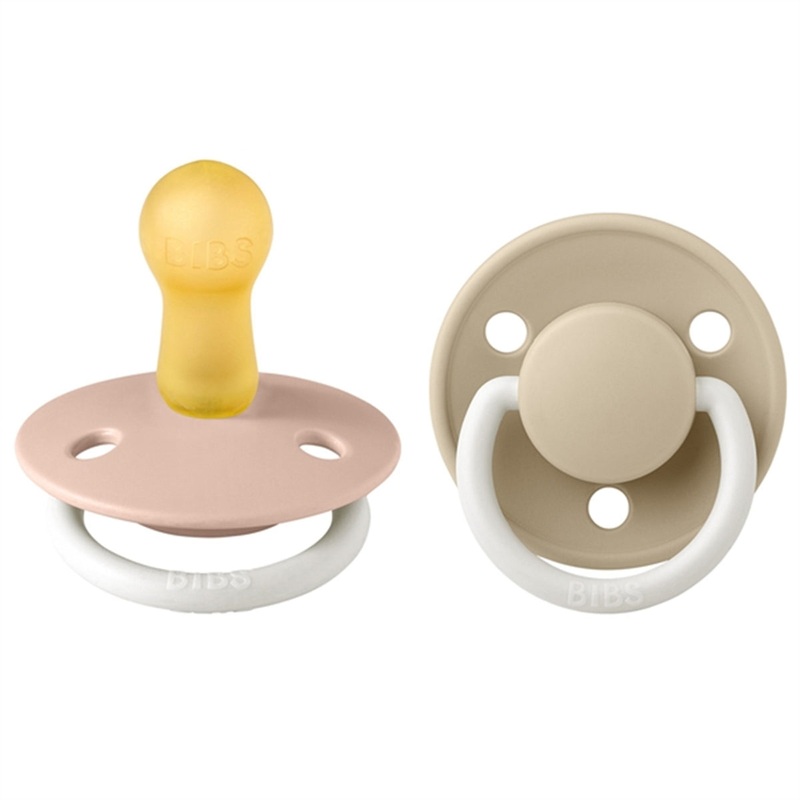 Bibs De Lux Latex Pacifiers Glow 2-pak Round Blush\/Vanilla