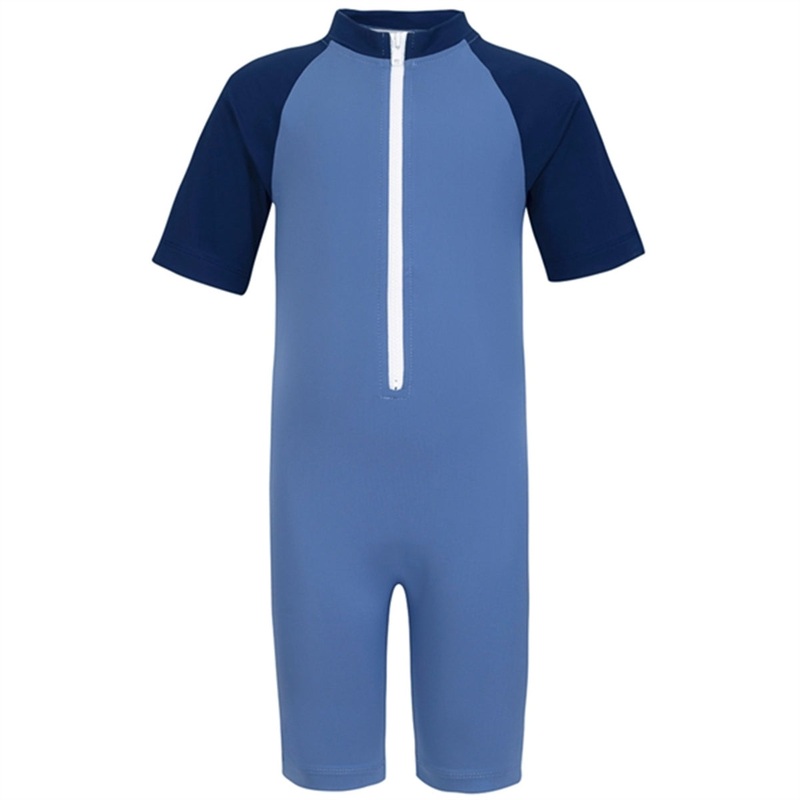 Petit Crabe Nordic\/Blue Multi Color Sunsuit with Zipper