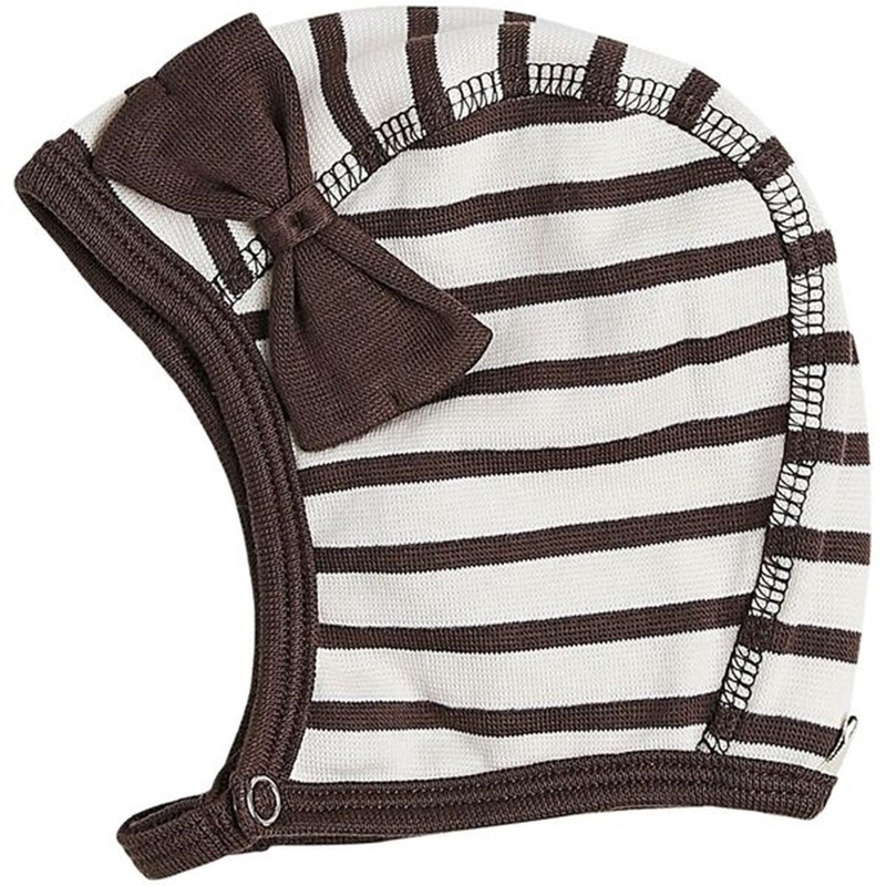 Racing Kids Baby Beanie Bow Brown\/White