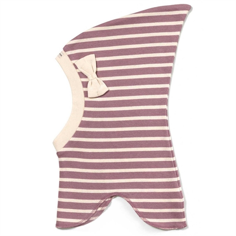 Racing Kids Balaclava Top Bow Stripe Eggshell \/ Dusty Purple