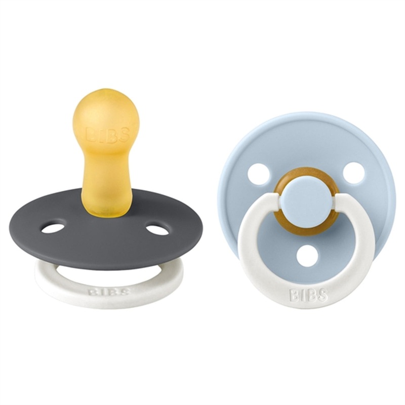 Bibs Colour Latex Pacifiers 2-pak Night Iron\/Baby Blue