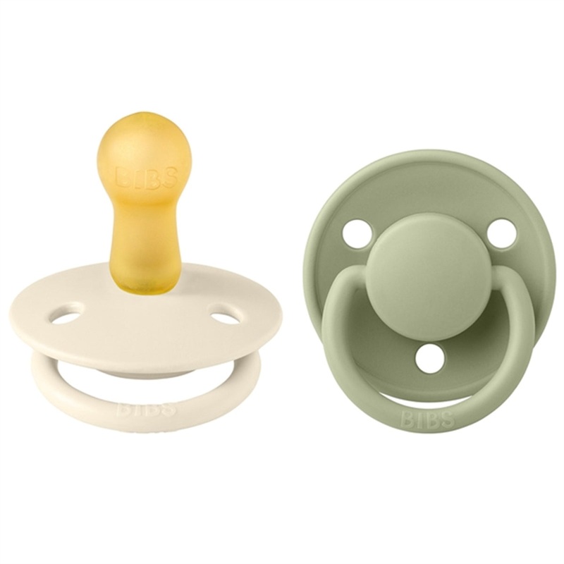 Bibs De Lux Latex Pacifiers 2-pak Round Ivory\/Sage