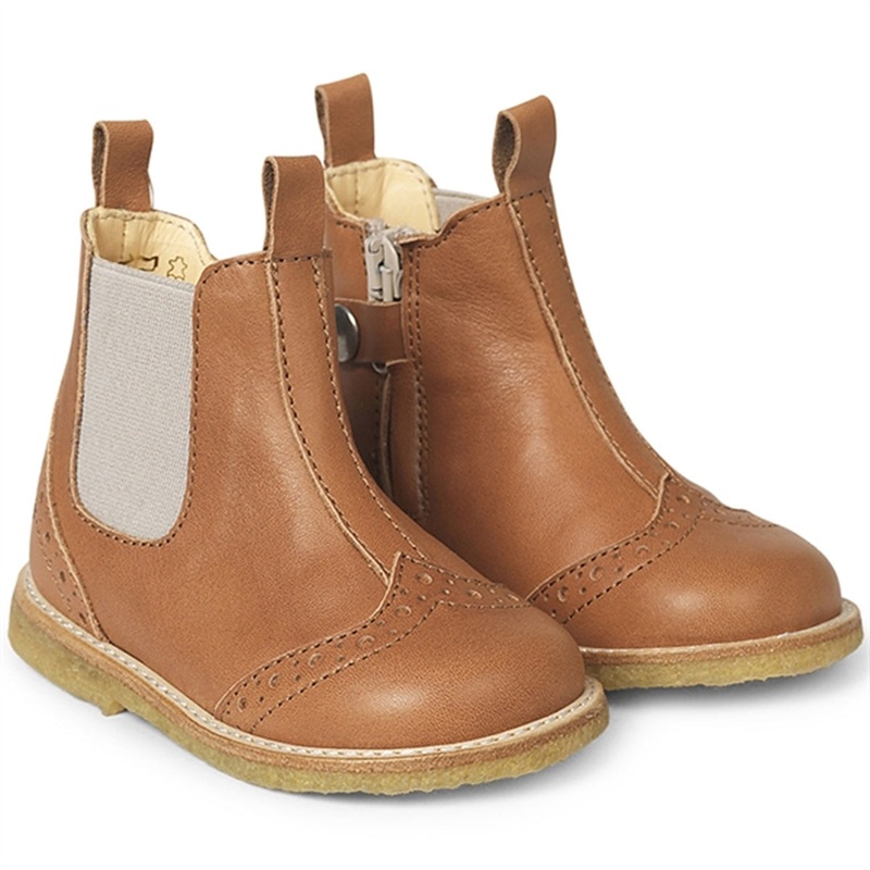 Angulus Starter Boot w. Zip Cognac\/Beige 6024-101-7511-1545-010