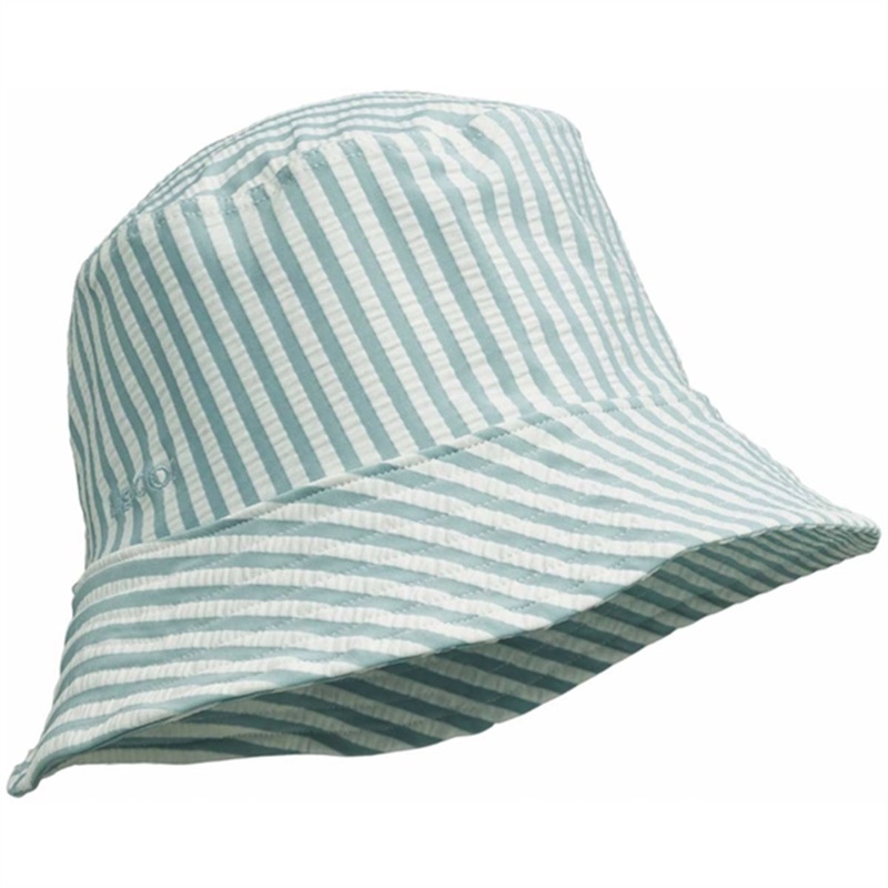 Liewood Matty Stripe Sunhat Seersucker Sea Blue\/White