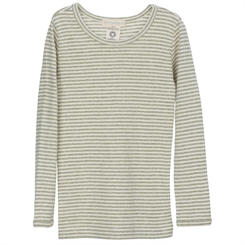 Serendipity Sage\/Ecru Slim Stripe Rib Blouse