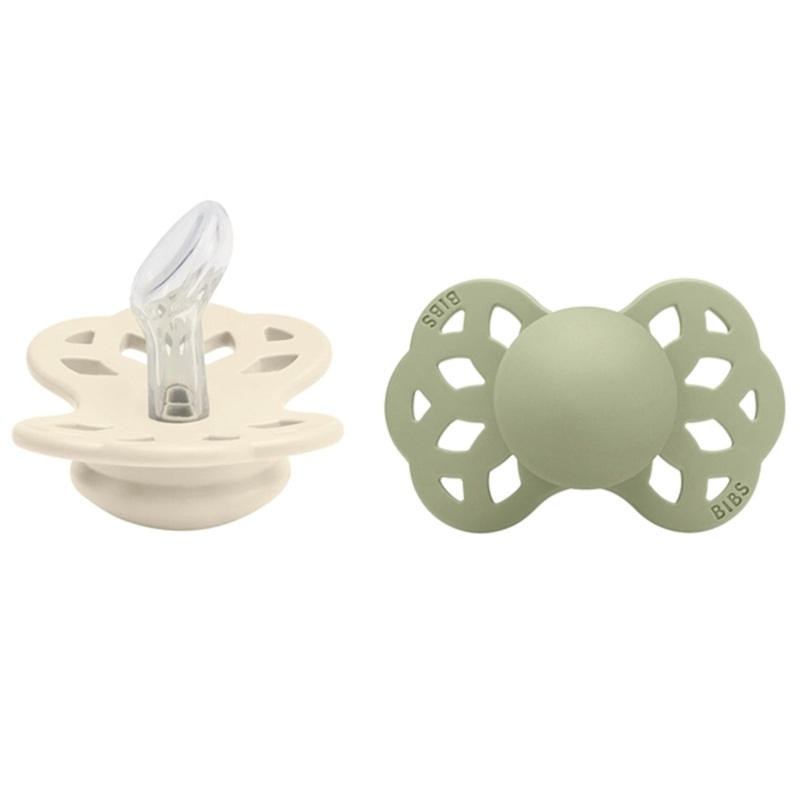 Bibs Infinity Silicone Pacifier 2-pack Ivory\/Sage