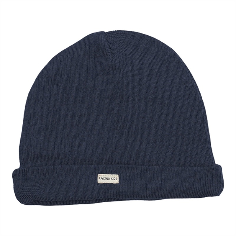 Racing Kids Beanie Wool\/Cotton 2-layered Navy