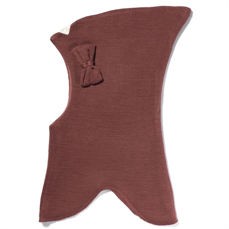 Racing Kids Top Balaclava Wool\/Cotton w. Bow 3-layered Dark Rose
