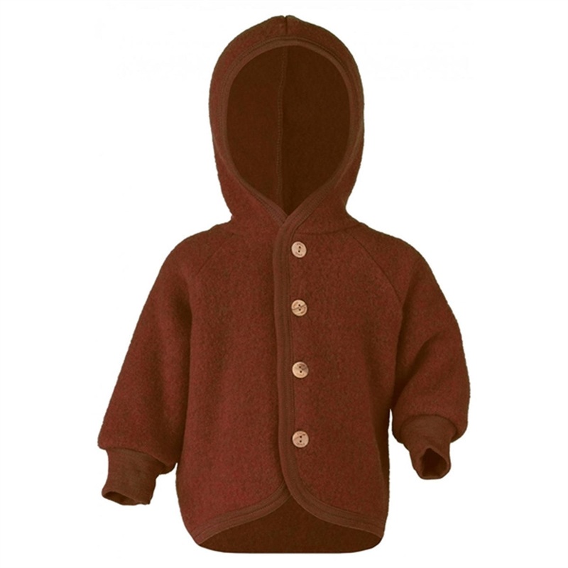 Engel Hooded Jacket with Wooden Buttons Cinnamon Mlange