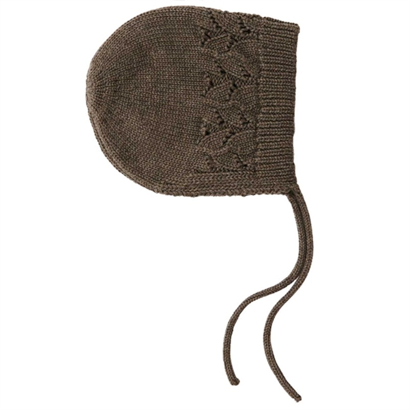 That’s Mine Earth Brown Melange Bonette Pointelle Knit Hat