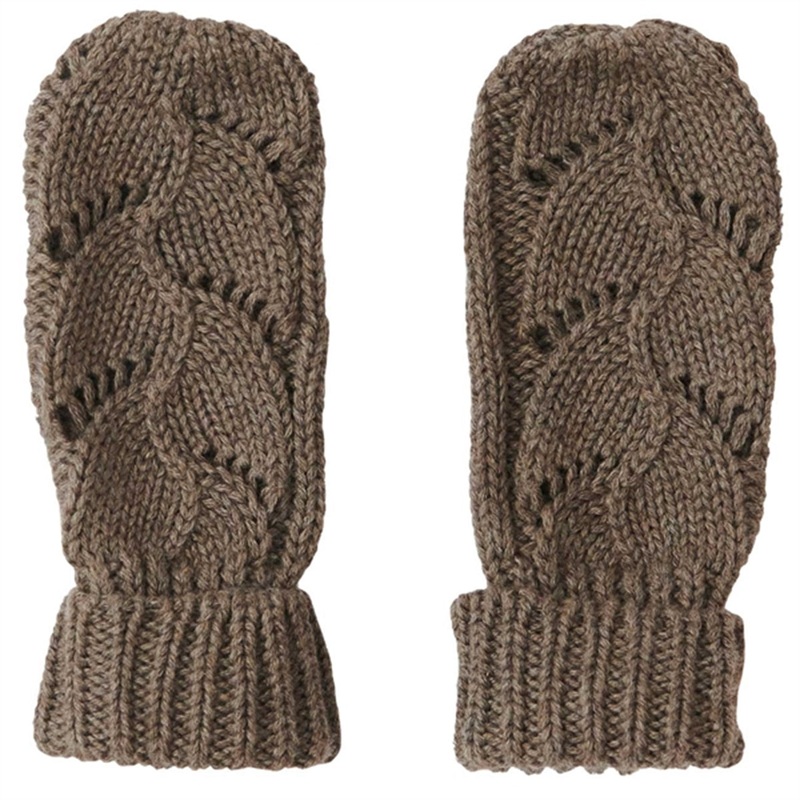 That’s Mine Earth Brown Melange Mouflettes Potentielle Knit Mittens