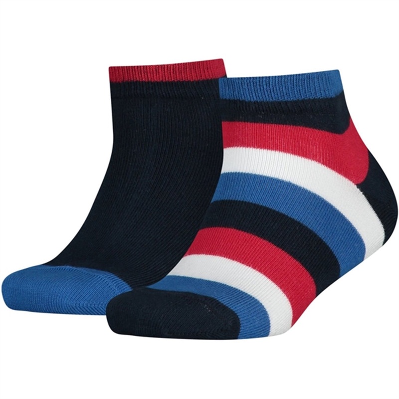 Tommy Hilfiger 2-pack Basic Stripe Quarter Socks Midnight Blue