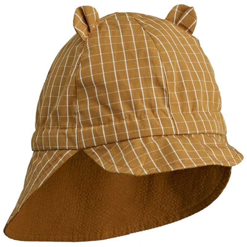 Liewood Gorm Reversible Seersucker Sun Hat Golden Caramel\/White