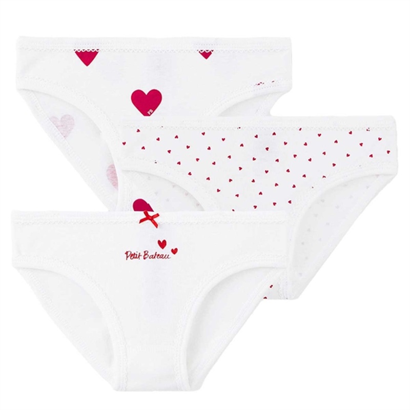 Petit Bateau 3-pack White\/Red Culottes