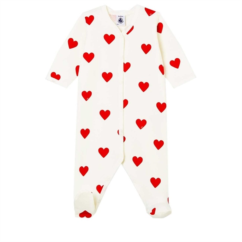 Petit Bateau Body Suit Dors Bien White\/Red