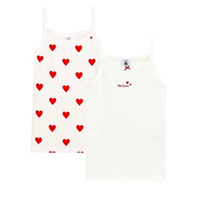 Petit Bateau Chemises 2-pack White\/Red Hearts