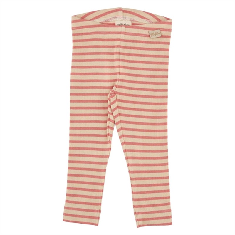 Petit Piao Dark Peach\/Cream Leggings Modal Striped