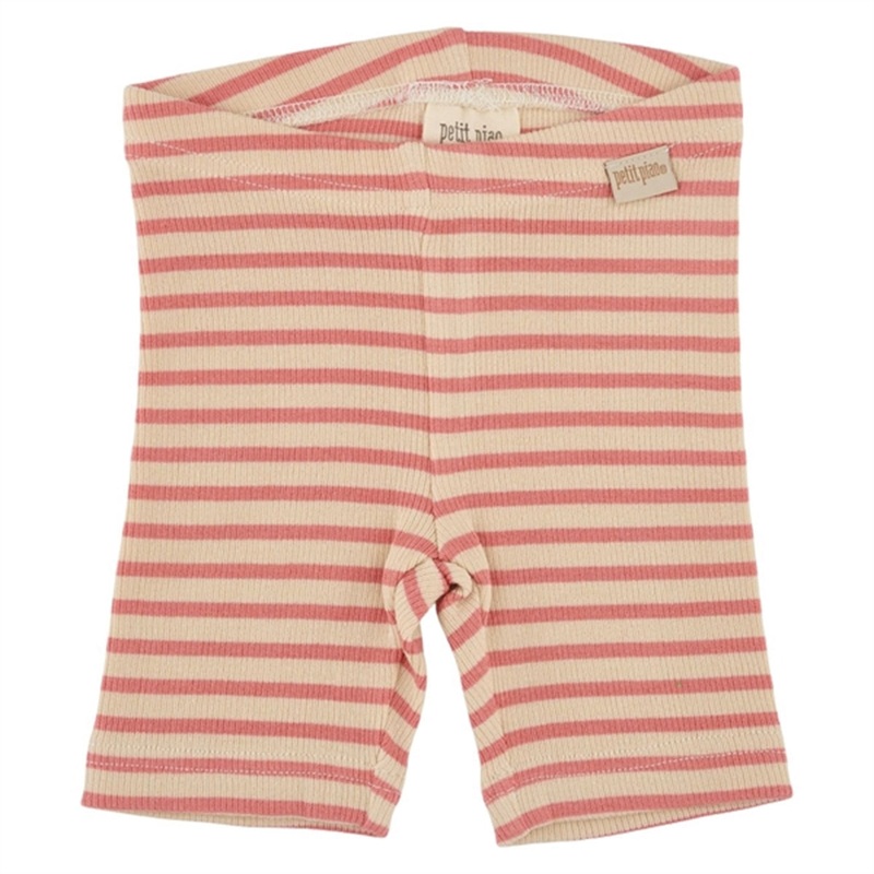 Petit Piao Dark Peach\/Cream Shorts Modal Striped