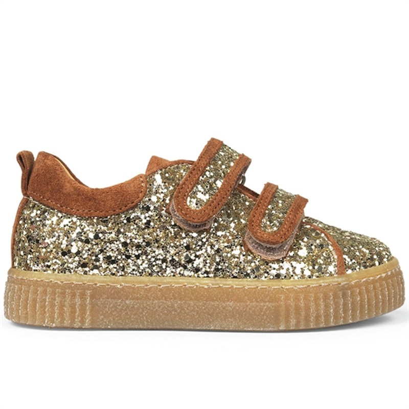 Angulus Sneakers w Velcro Champagne Glitter\/Cognac