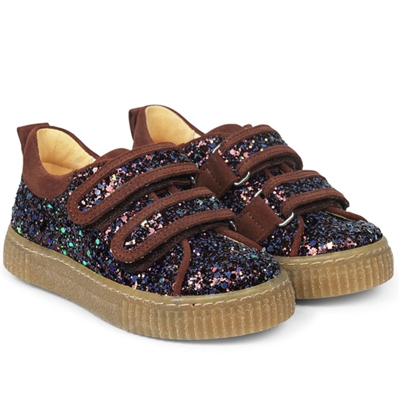 Angulus Sneakers w Velcro Plum Glitter\/Bark