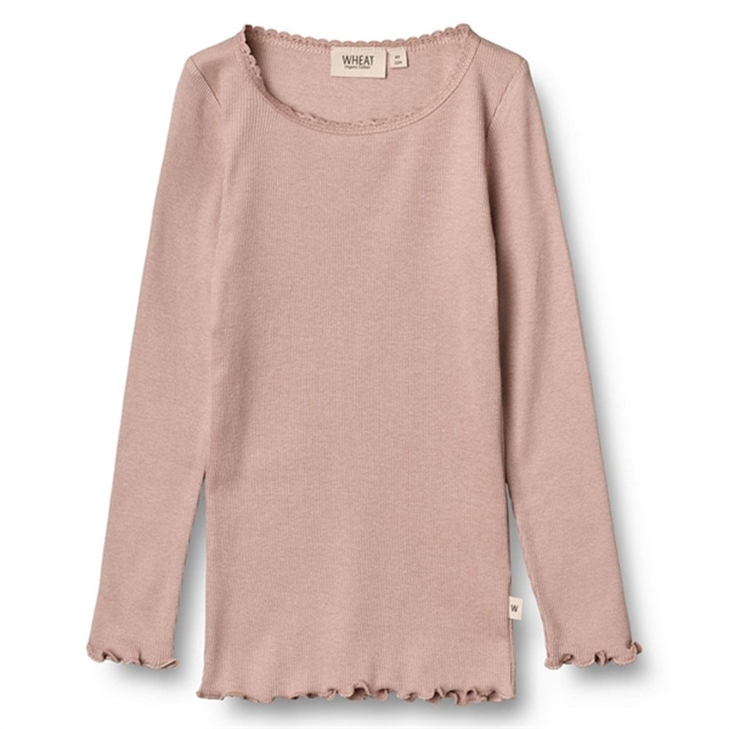 Wheat Rose Melange Rib Blouse Lace