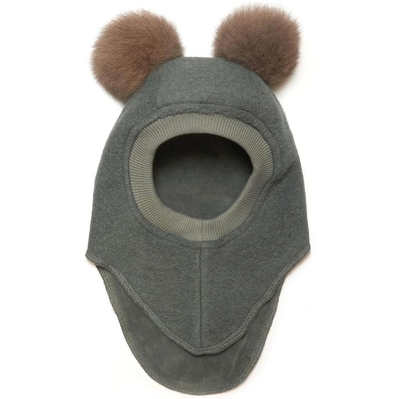 Huttelihut Wool Big Bear Balaclava Hat Agave\/Grey