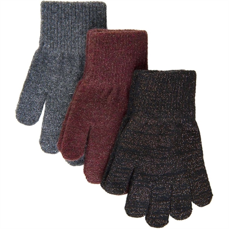 Mikk-Line Magic Gloves w\/Lurex 3-Pack Decadent Chocolate Black Antrazite