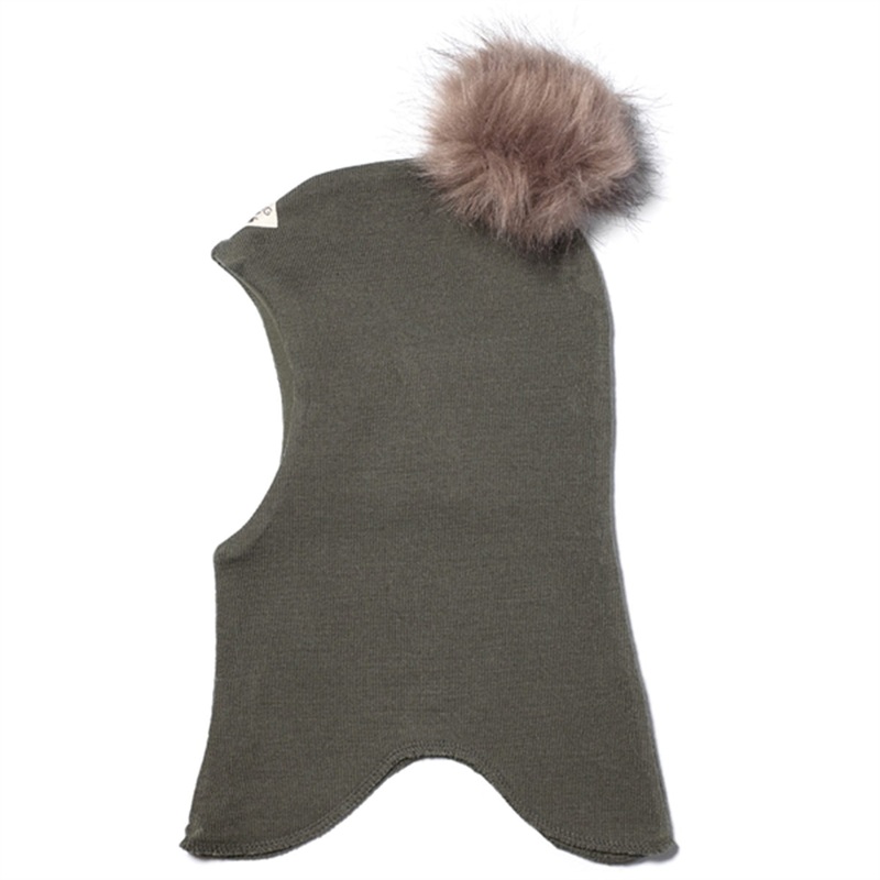 Racing Kids Round Balaclava Wool\/Cotton w. Pompom Turtle