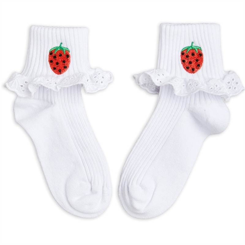 Mini Rodini White Strawberries Blond Socks