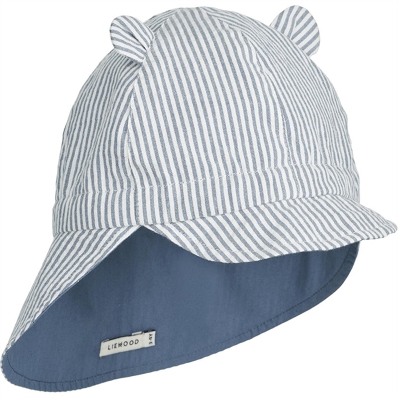 Liewood Gorm Sun Hat Stripe Blue Wave\/Creme De La Creme