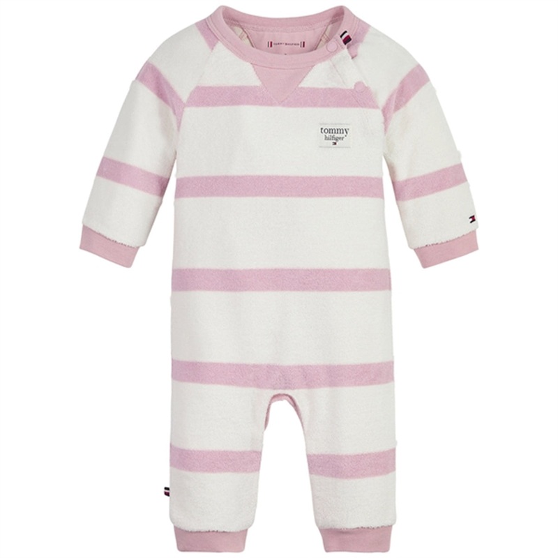 Tommy Hilfiger Baby Striped Towelling Jumpsuit Pink Shade \/ Ancient White Stripe