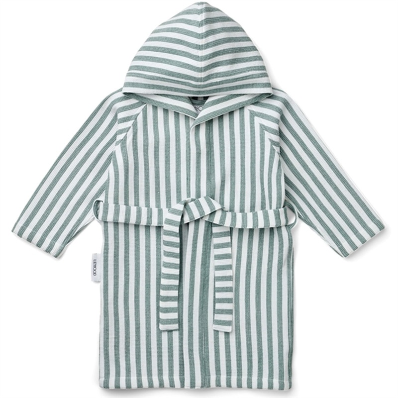 Liewood Gray Bathrobe YD Stripe Peppermint\/White