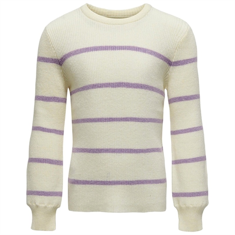 Kids ONLY Crocus Petal Narrow\/Whitecap Gray Katia-Fia Strip O-Neck Knit