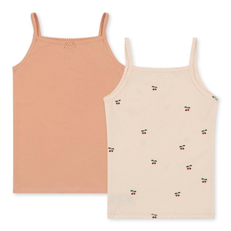 Konges Sljd Basic Strop Top 2-pak Cherry\/ Toasted Almond